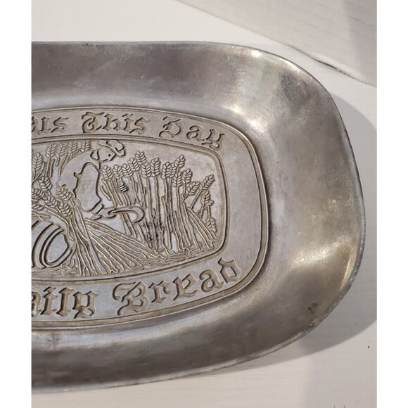 Aluminum Bread Tray, Give Us This Day Our Daily Bread 8.75 Inches Long - Picture 4 of 8